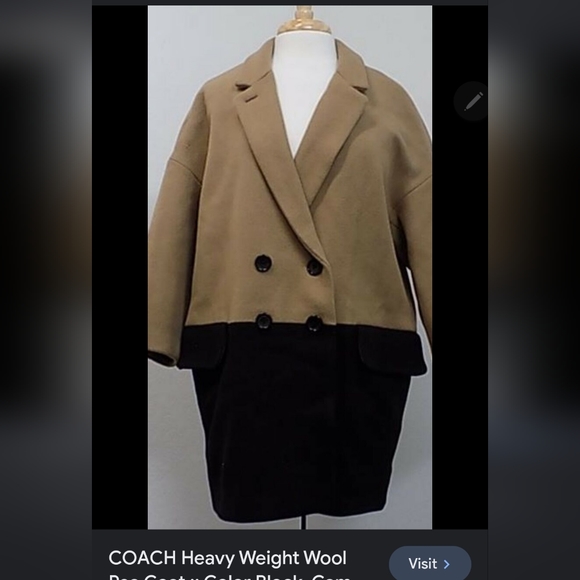 [ COACH] WOMEN'S SIZE XL,HEAVY WEIGHT WOOL - COLOR BLOCK TRENCH COAT - Picture 2 of 16
